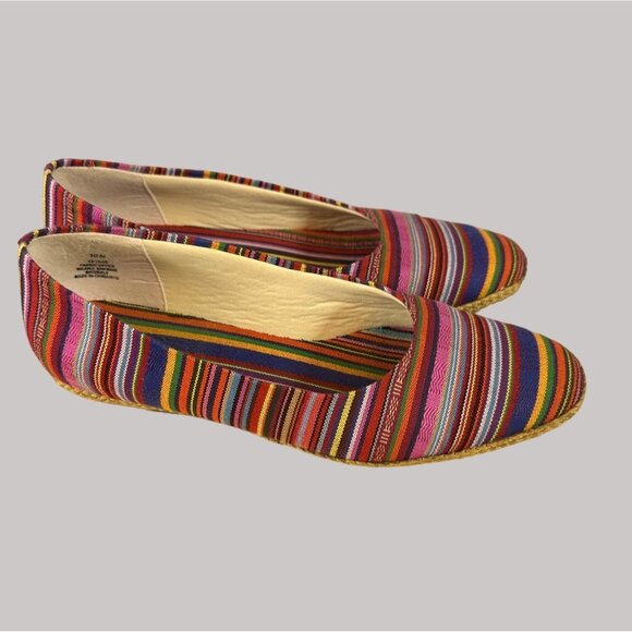 Beacon Women's Striped Multicolor Woven Step In Flats Sz 10N - Picture 4 of 15